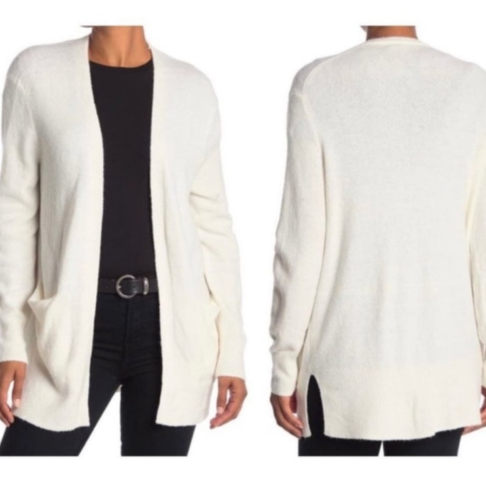 Madewell Cozy Walker Open Front Cardigan‎ in Antique Cream size xs merino alpaca